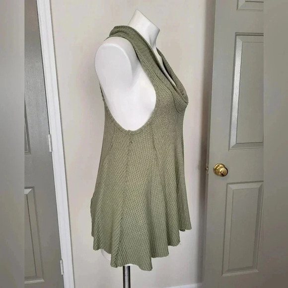 Free People We the Free Swing It Cowl Neck Sleeveless Waffle Knit Tank Top(XS) - Picture 4 of 11